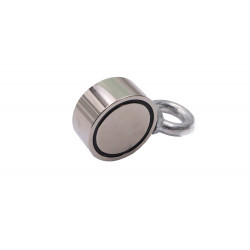 Fixador Magnético Ø48 x 22 mm com olhal na lateral para pesca magnética - 110KG